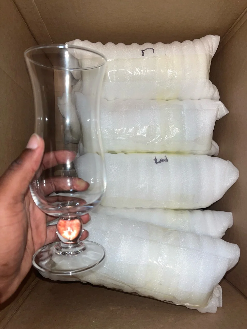 2 Clear Glass Stemmed Dessert or Tulip Beer Glass - Set Piece